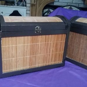 Vintage wood/rattan boxes